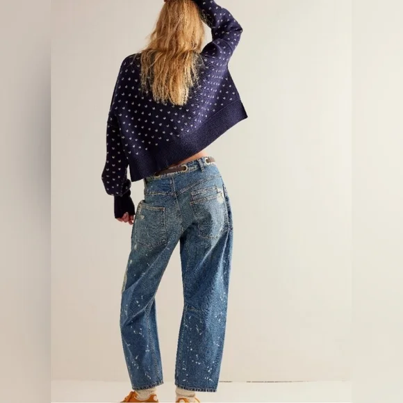 NWT FREE PEOPLE We The Free Moxie Pull On Barrel Jeans / Calypso - Picture 4 of 6